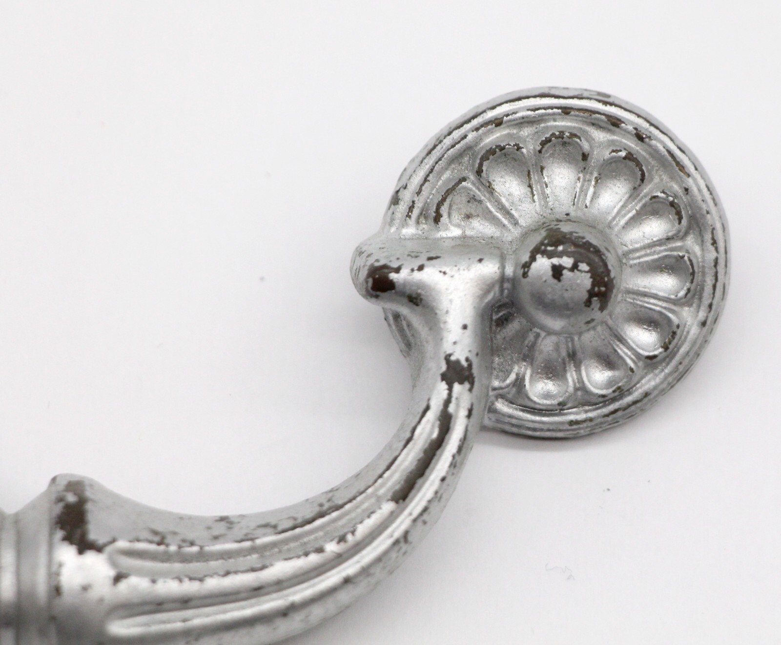 Vintage Traditional Silver Painted Bridge Drawer Pulls