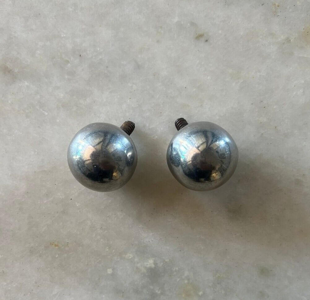 Vintage Stainless Steel Round Cabinet Drawer Ornate Knob Pull Handle 2pcs