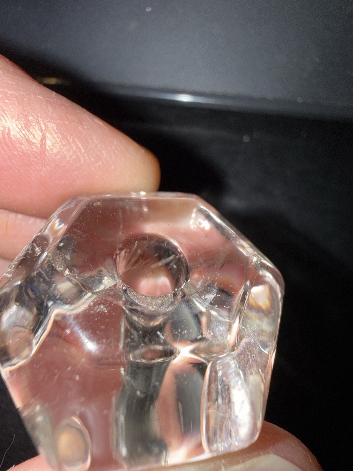 Vintage Clear Pressed Glass Drawer Cabinet Knob Hexagon Faceted Depression Style