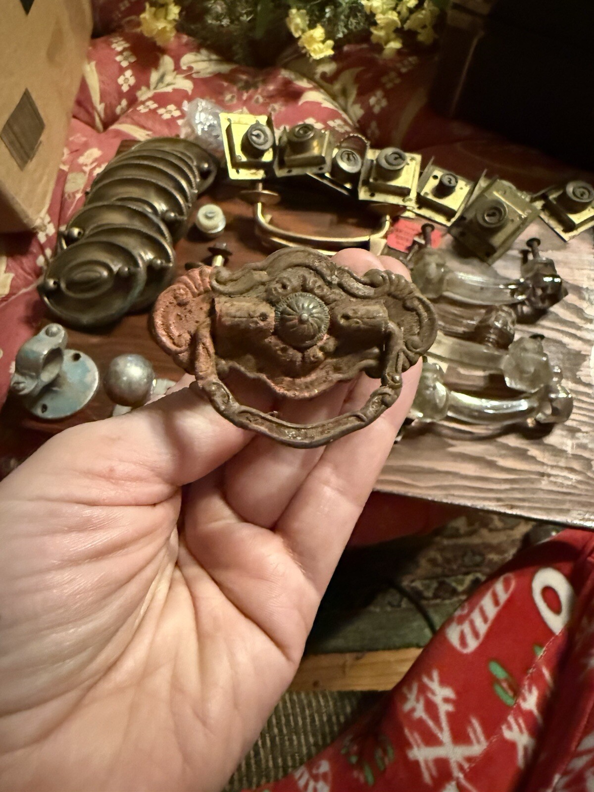 Vintage Cabinet Antique Drawer Pulls, Claw Foot & Stoppers Lot