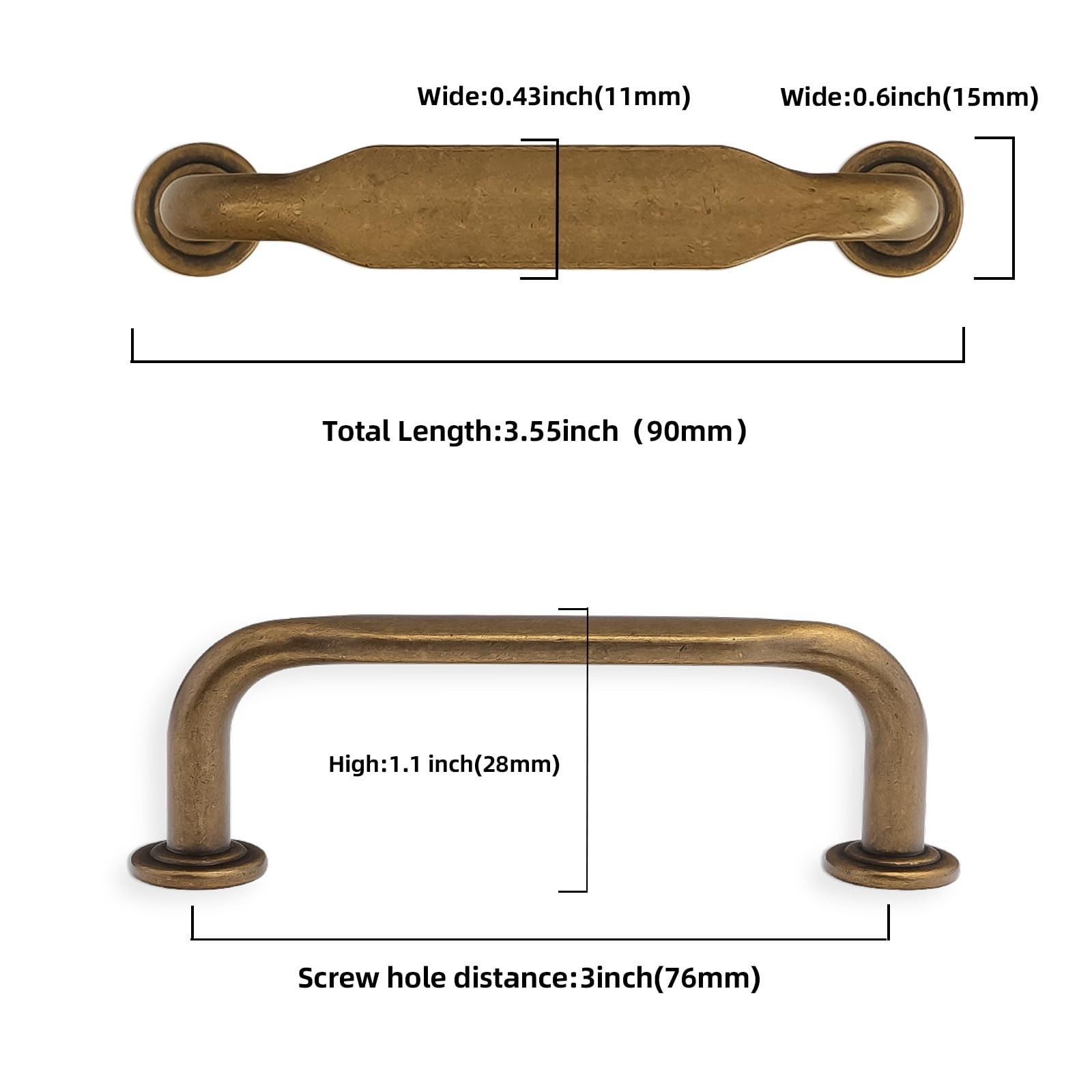 10 Pack 3 Inch Cabinet Pulls Antique Brass Kitchen Cabinet Handles Zinc Alloy…