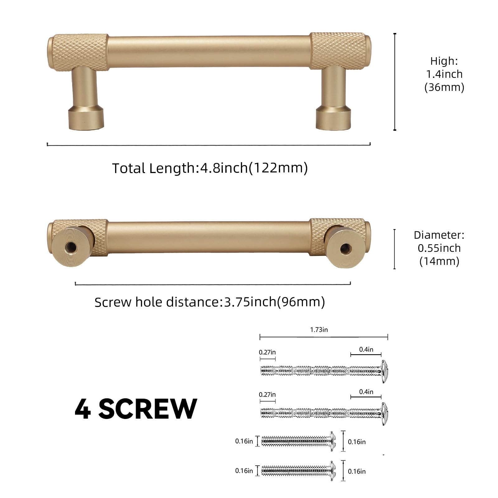 Bukobyhe 10 Pack 3-3/4 Inch96Mm Champagne Bronze Kitchen Cabinet Handles