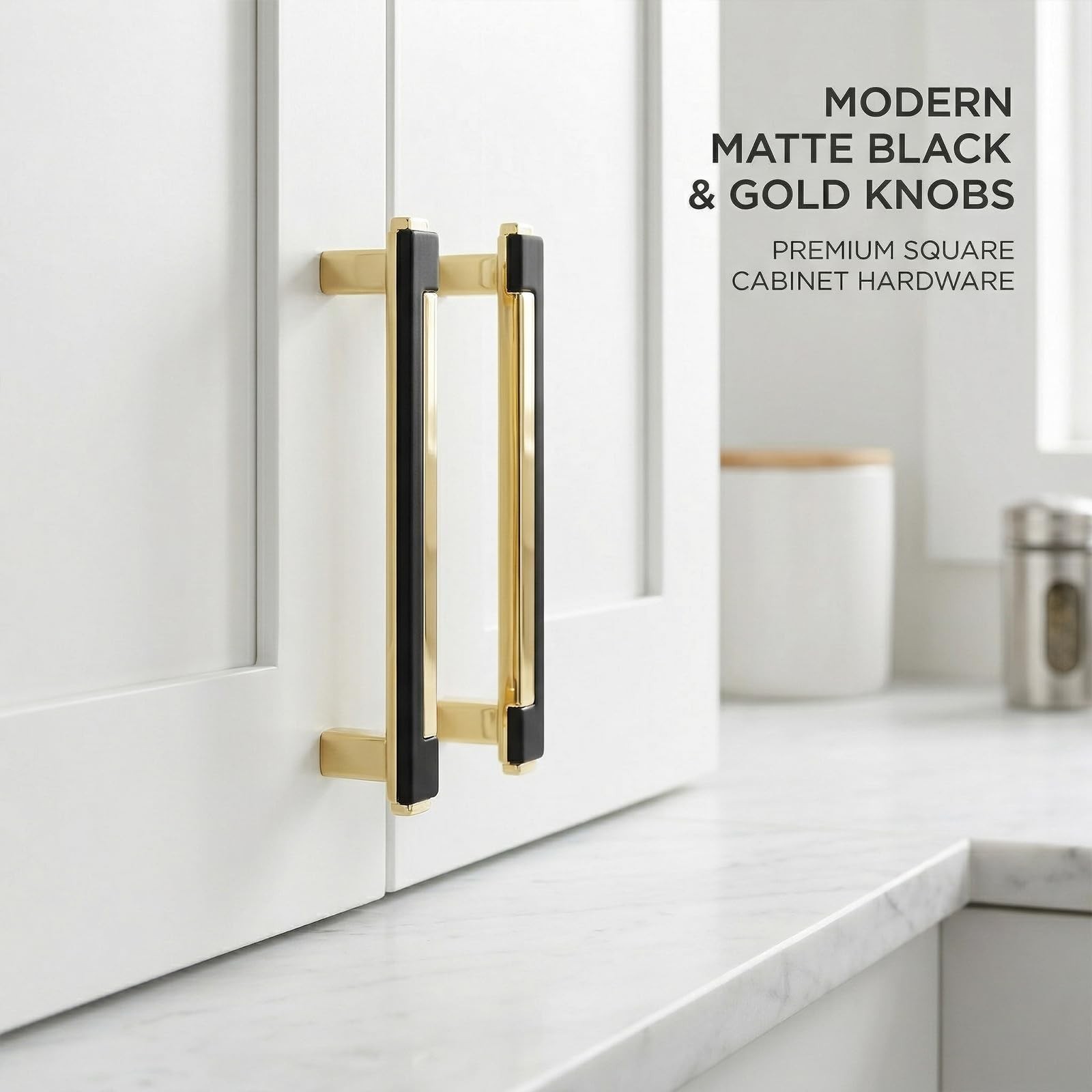 10 Pack Black Gold Cabinet Pulls & Handles, 3.7 Inch Hole Center | Polished a…