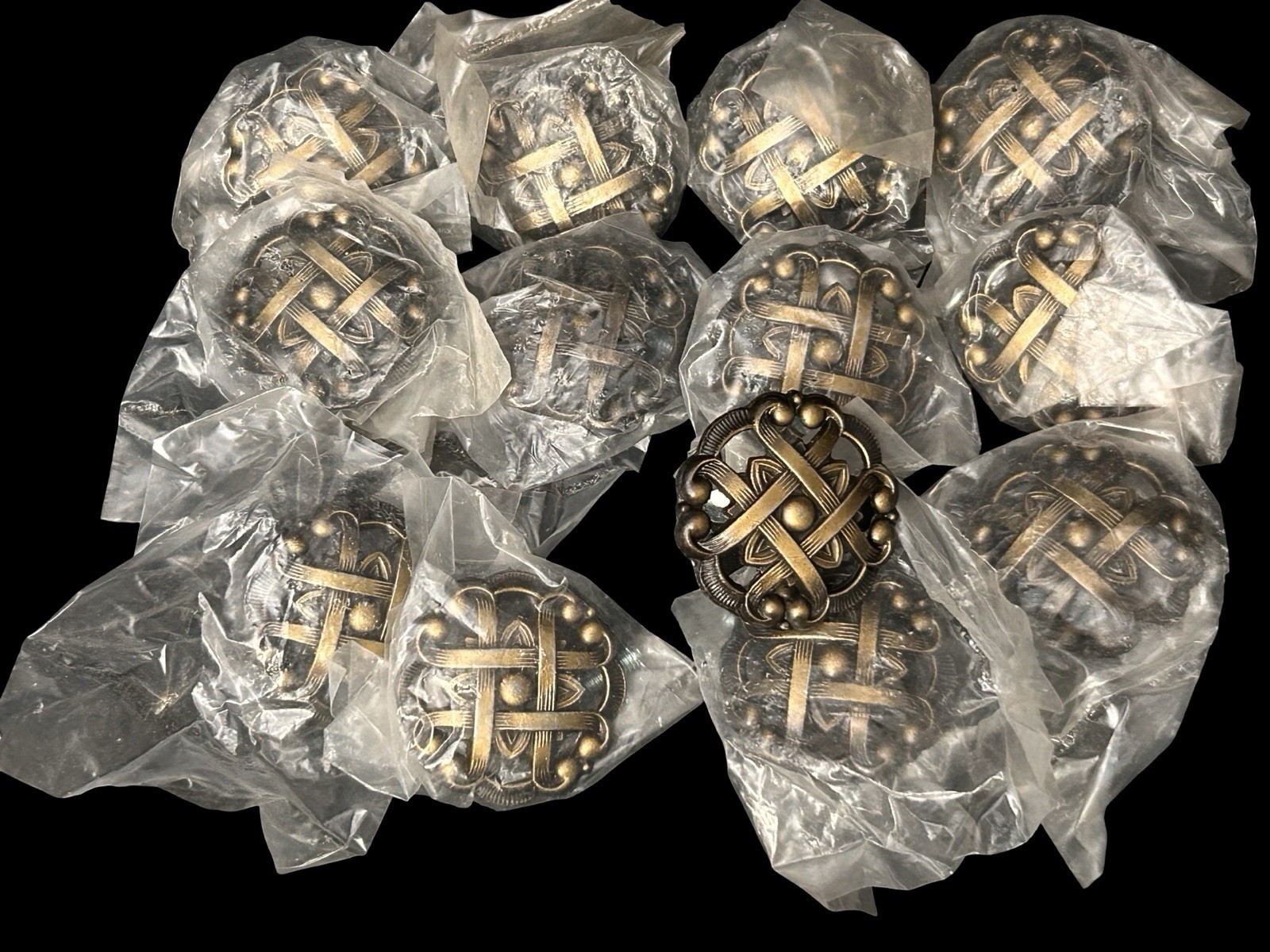 13 Vtg Allison Japan Woven Gothic Celtic Lattice Drawer Pulls Knobs 1.5” Round