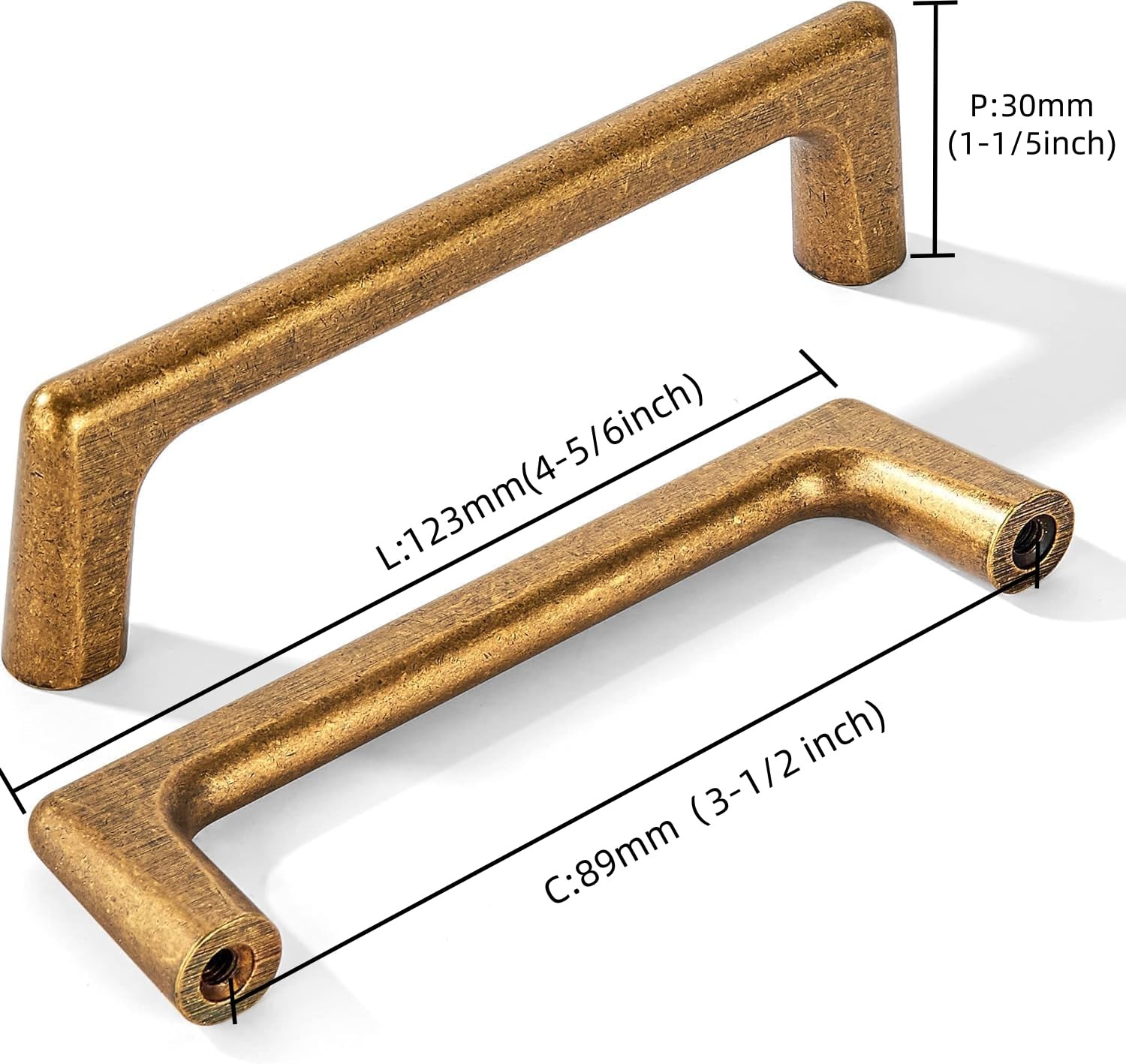 Khtumeware 10 Pack Vintage Antique Brass Cabinet Pulls 3.5 Inch89Mm Hole