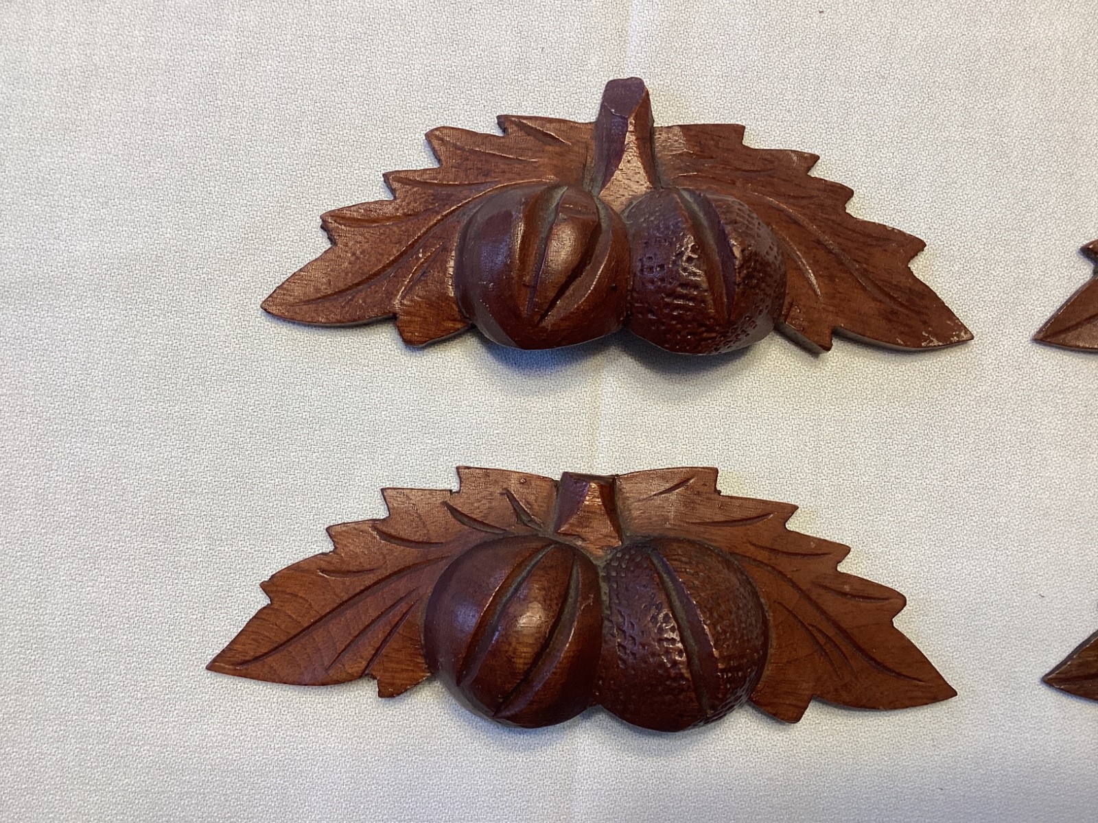 Lot of 6 Antique Victorian Carved Walnut~Leafs/Nuts Drawer Pulls.