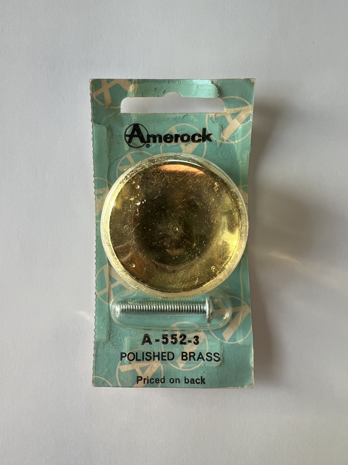 Vintage Amerock A-552-3 Cabinet Knob Pull Polished Brass 1 1/2” Die Cast ZZ