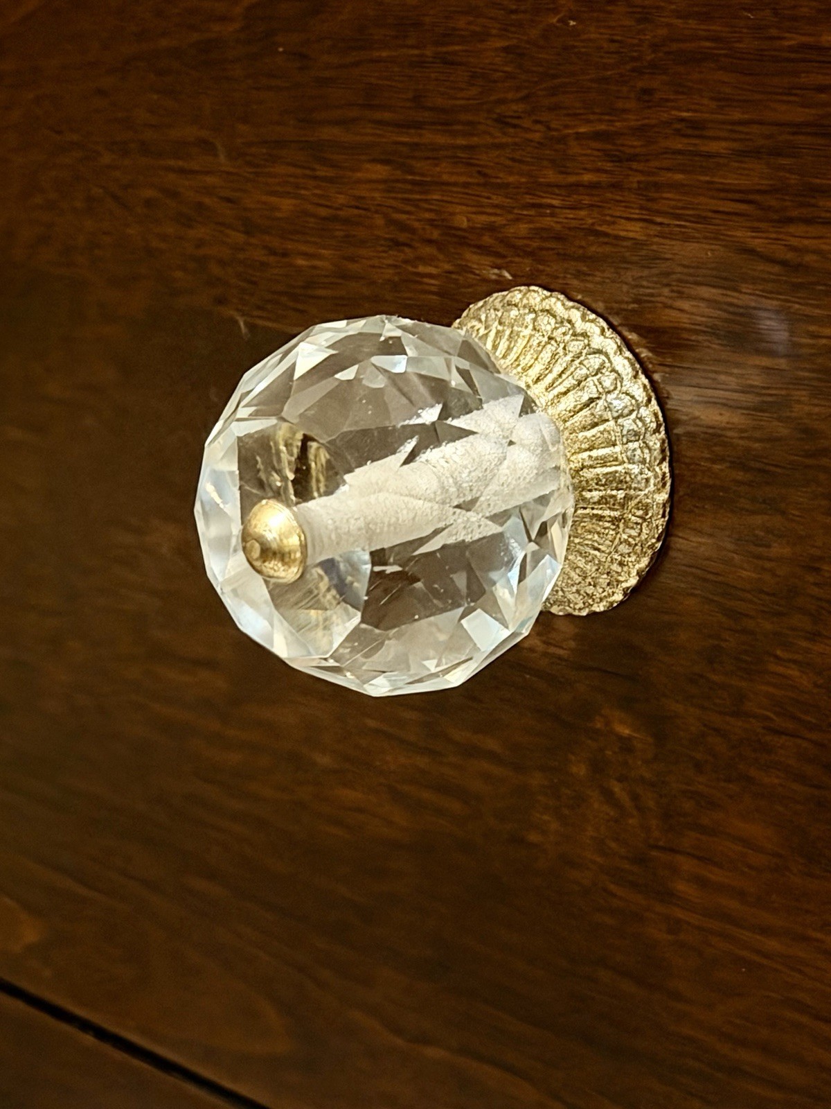 Clear Crystal Glass & Brass Drawer Pulls Vintage Style Cabinet Wardrobe Knobs