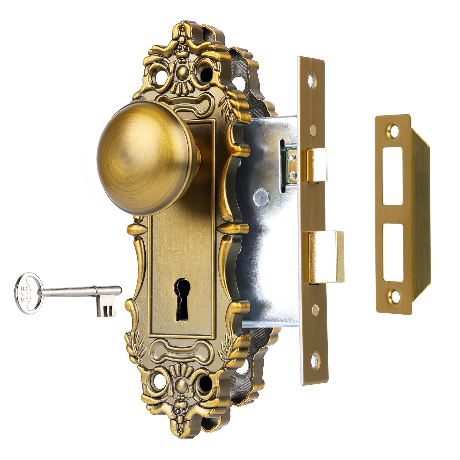 Vintage Mortise Door Knobs with Skeleton Key, Mortise Lock Set for Interior D…