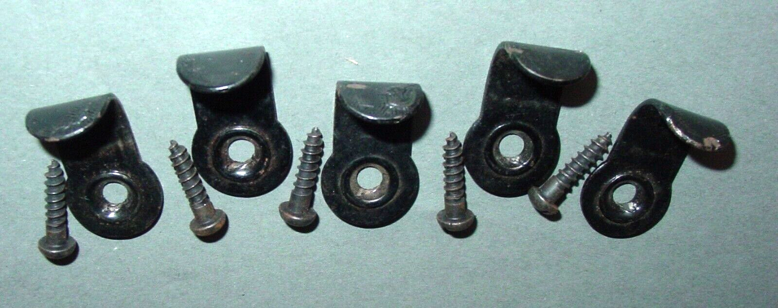 5 Vintage Window Sash Chain Holder Lift Pull Lot Antiqued Japanned Finish Lot
