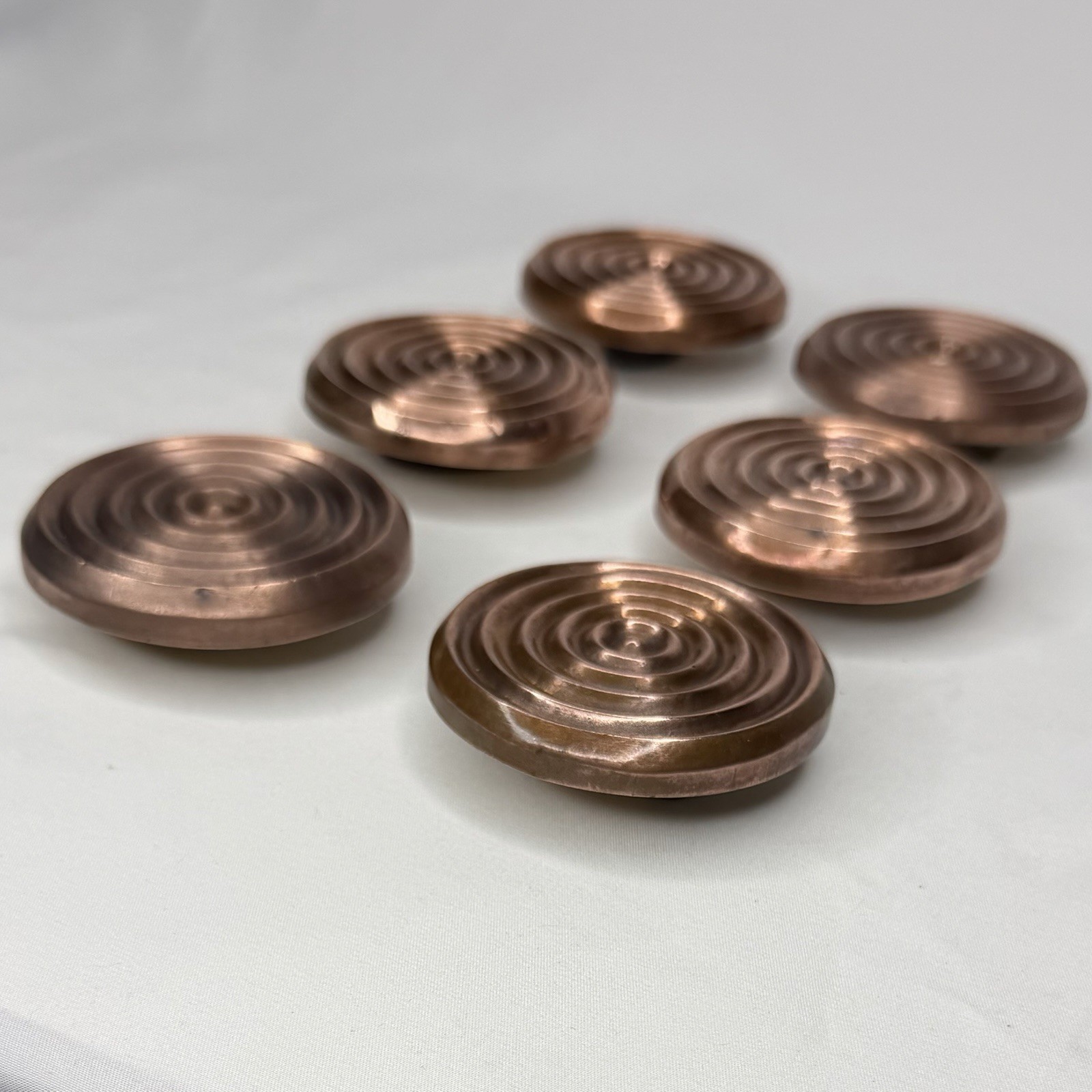 Antique Art Deco Copper Furniture Pulls Set Of 6 Marked Repurposed Gorgeous