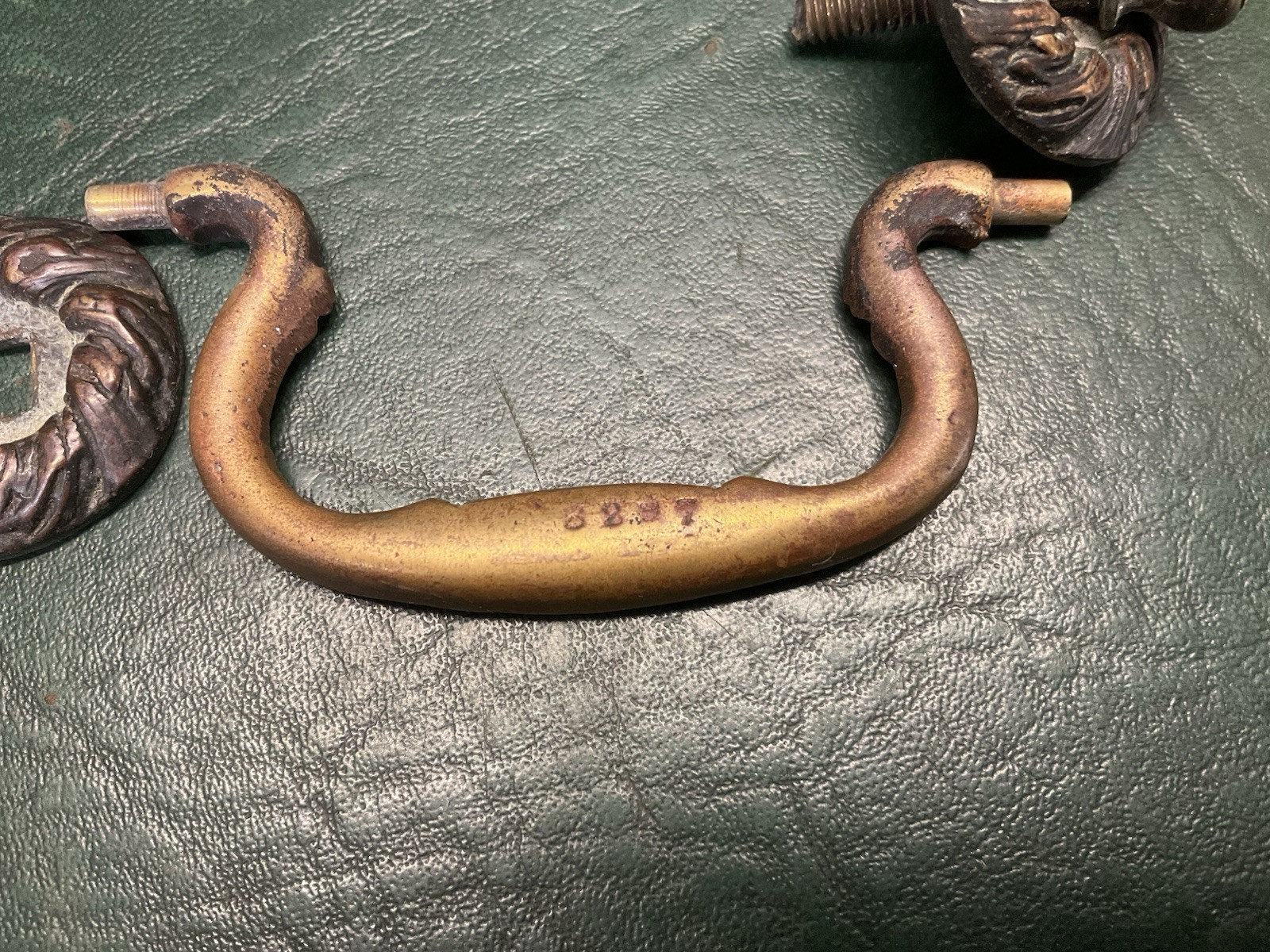 Set of 10 Antique Period Ornate Brass Drop Drawer Pulls Handles