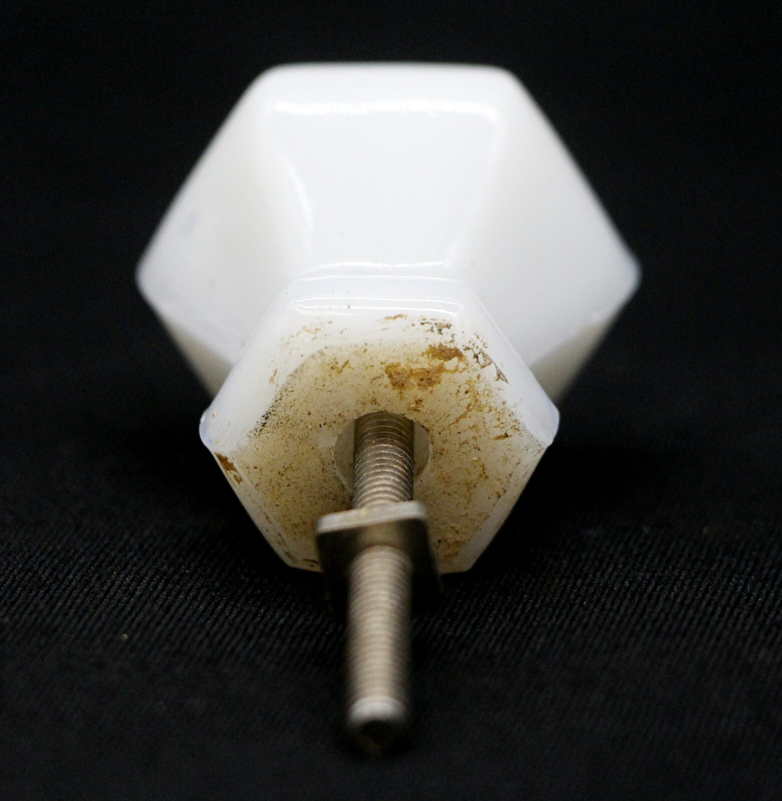 Vintage 1 in. White Ceramic Hexagon Cabinet Knob