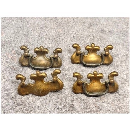 Vintage Belwith Brass Batwing Chippendale Drawer Pulls Set of 3 Cabinet Handles