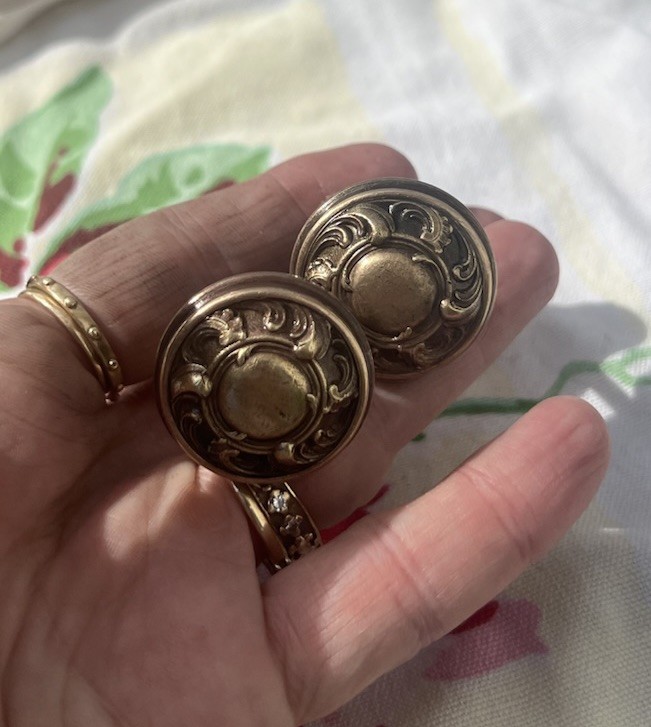 Antique French drawer pull Heavy brass A++ Door Dresser round 1⅓” Victorian Gold