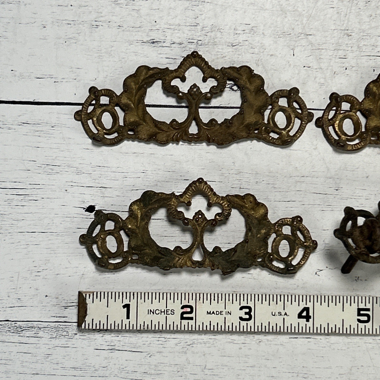 Antique Victorian Drawer Pull Backplates Lot 1890s Ornate Rococo French Prov