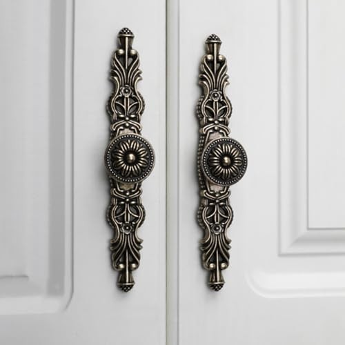 6PCS Vintage Antique Bronze Cabinet Pulls & Plates, 6.5″ Zinc Alloy Handles for