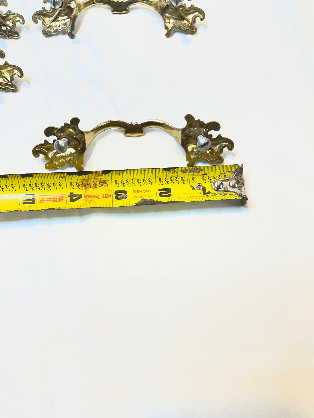 Vintage Ajax 990 Drawer Pulls Handles Scroll White Gold Ornate – Lot of 5