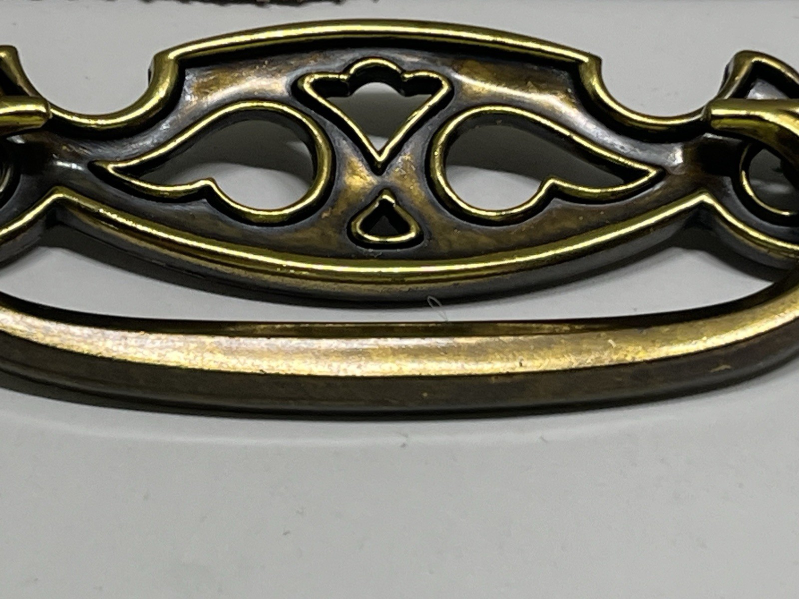 Vintage NOS KBC Heavy Antique Brass Ornate Scrollwork Drop Bail Pull