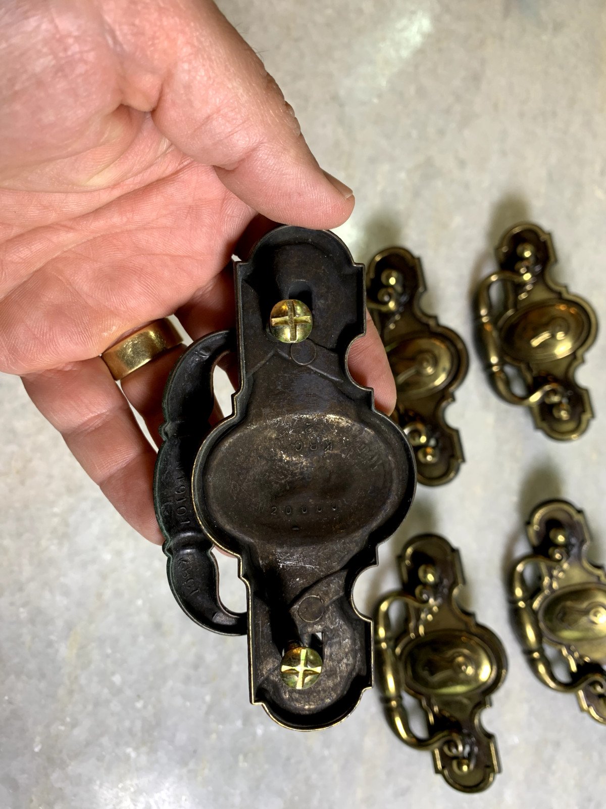 Vintage Mid Century 1970s 70s 1960s 60s Metal Drop Handles Knob Pulls