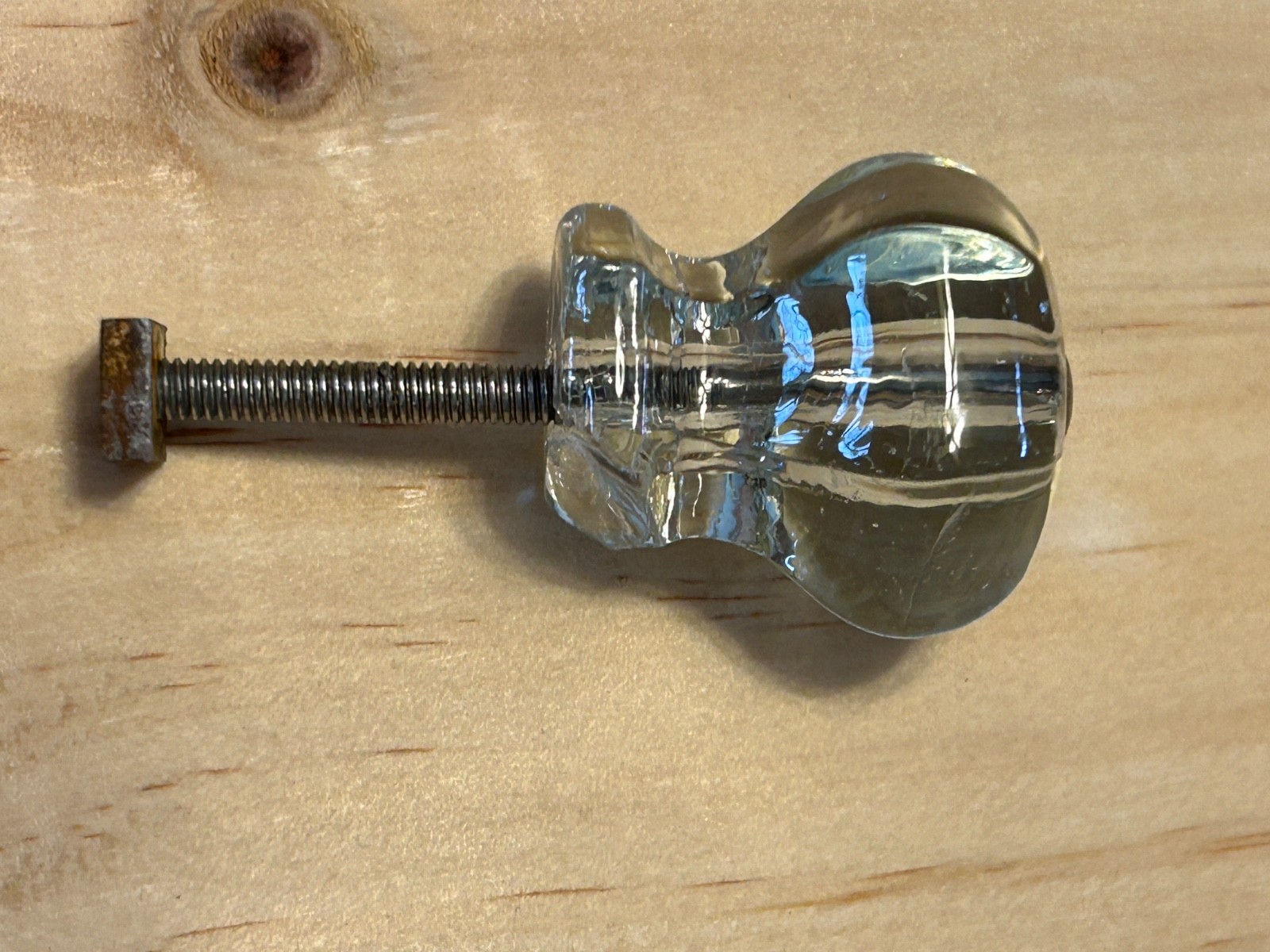 SET 3 + 1 1.125″L X 1.125W Antique Glass Drawer Pulls Knobs Hexagon 1920s