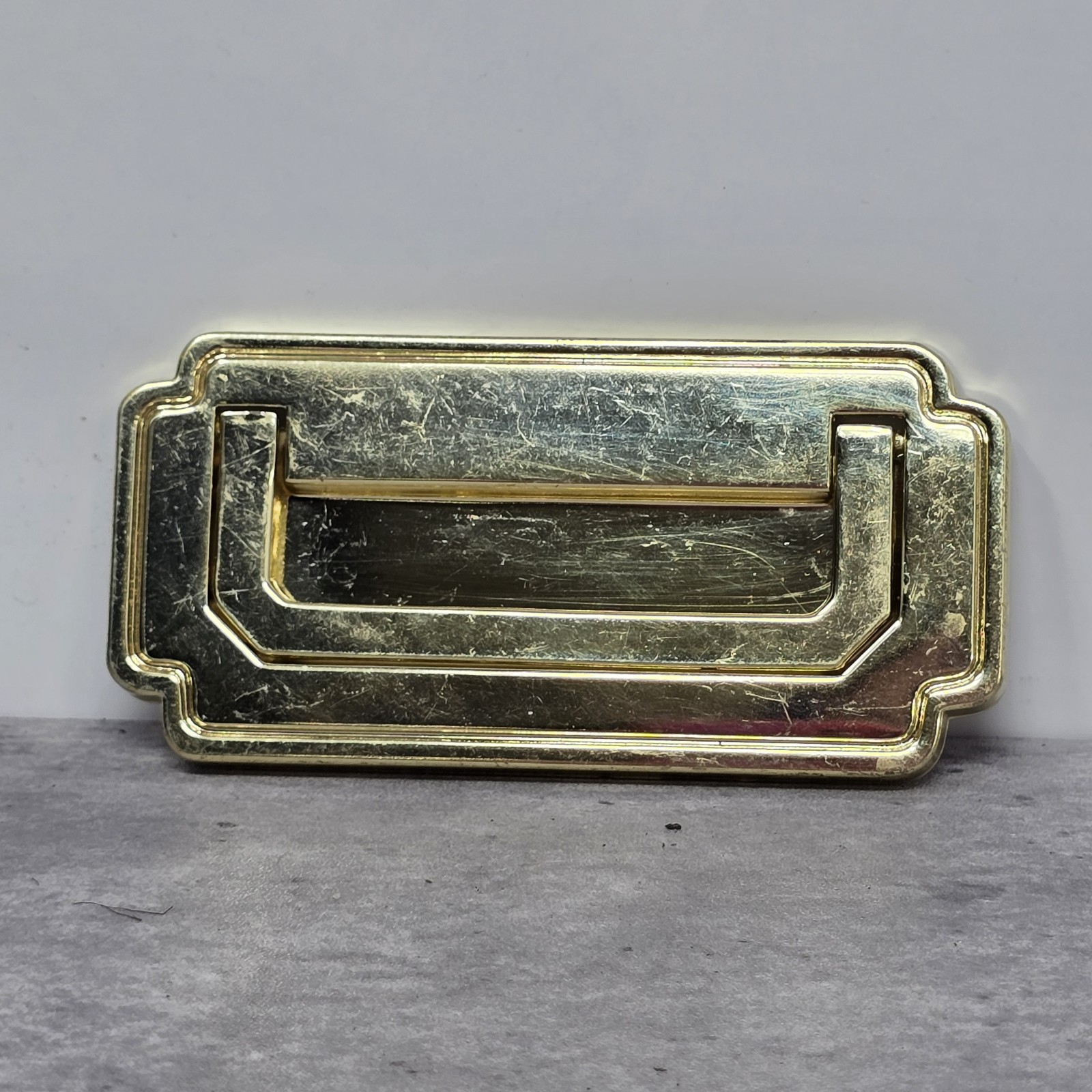Vtg KBC Brass Campaign Drawer Handle Pull Drexel Pavillion Flush Lift Resessed