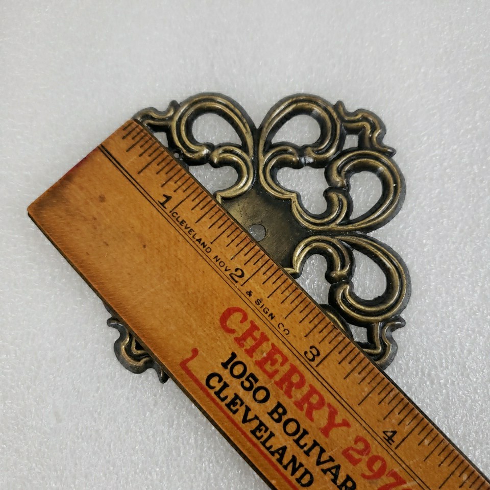 Vintage Ajax Ornate Backplate Copper Color Back Plate Furniture Cut Out 3″