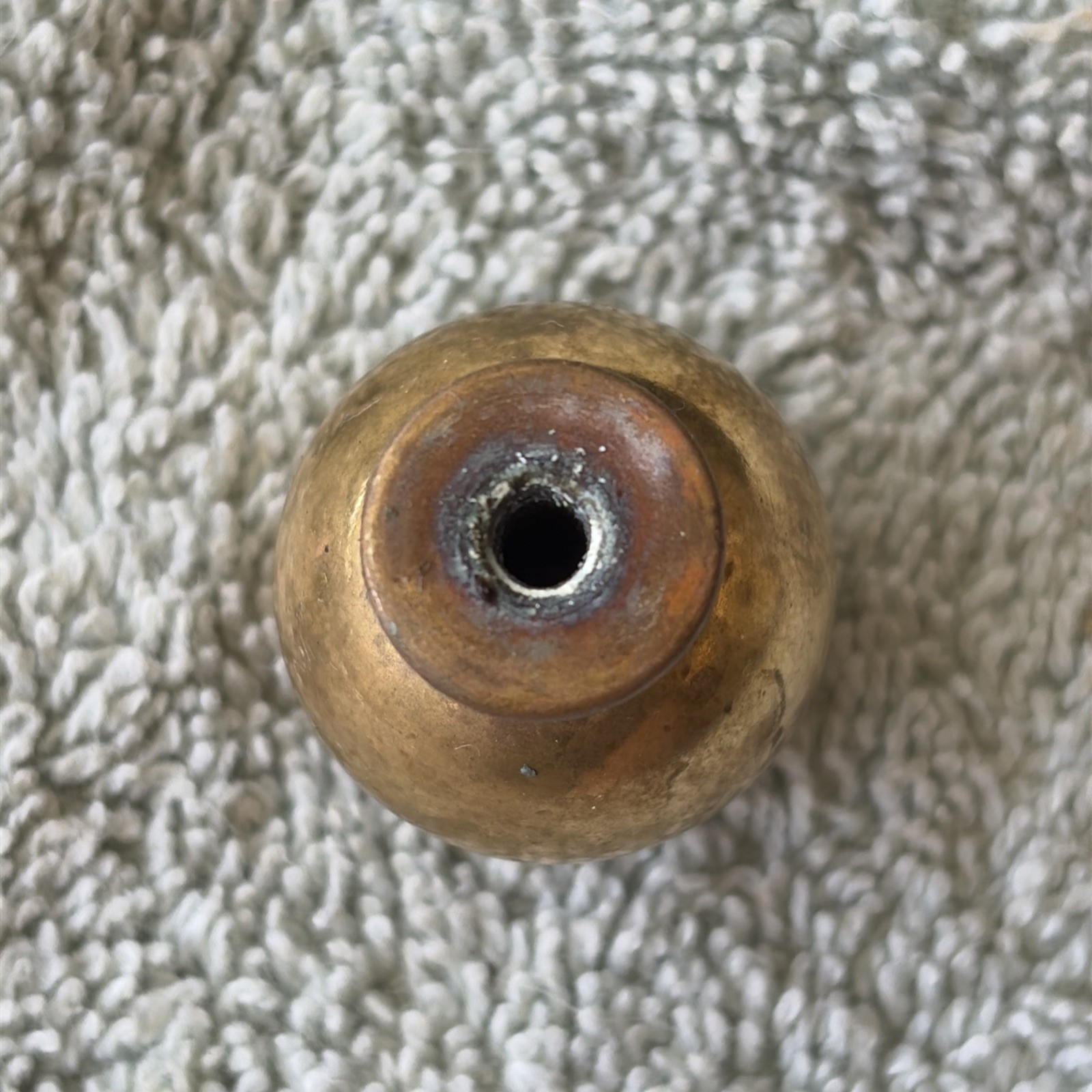 44 Brass Drawer One Inch Pulls, Round Cannon Ball Style Nice Patina!