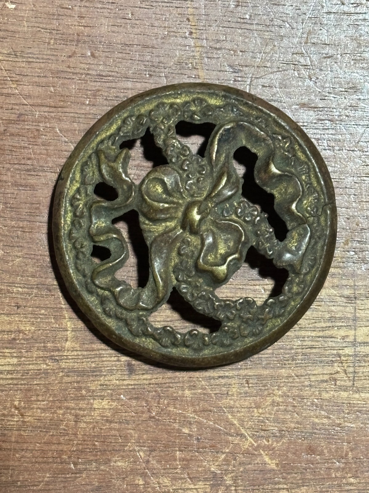 3 Vintage Ornate Round Cabinet Knob Drawer Pulls 2 inch Diameter