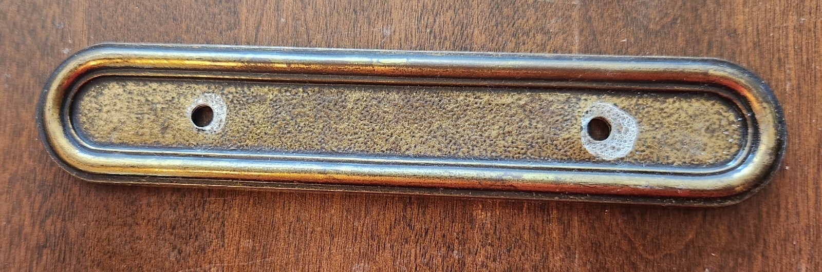 Vintage Amerock 744-1 Shabby Antique Brass Cabinet Door Pull & Backplate