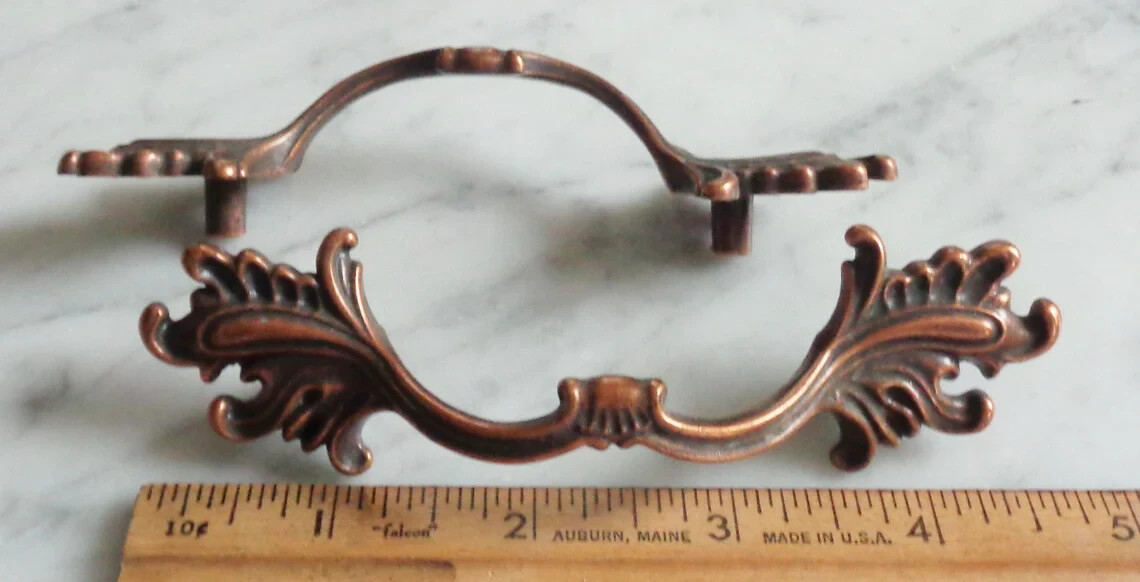 Ajax Amerock Rosette Leaf Copper Vintage Drawer Pull Cabinet Handles & Knobs