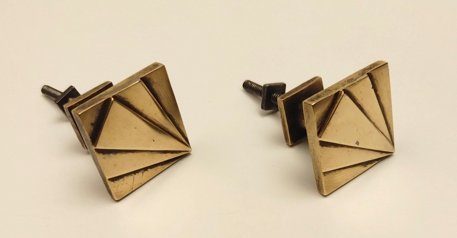 Antique Art Deco Brass Knob Drawer Pull Handle Pulls Knobs Handles Geometric