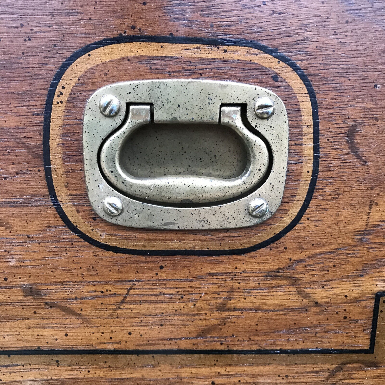 Drexel Oxford Square Drawer Pull Brass Bail Vintage Handle For Campaign Dresser