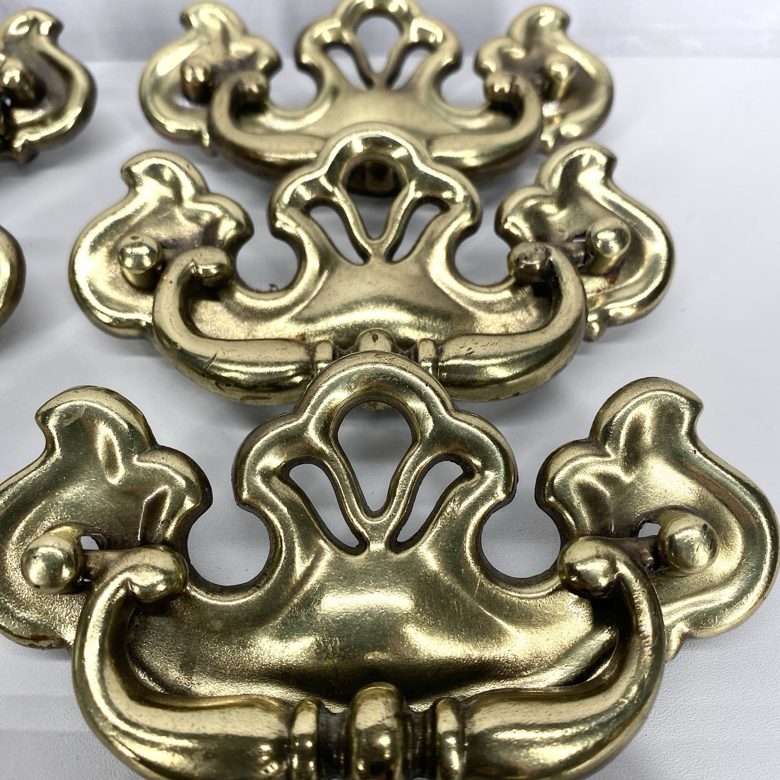 Vintage Gold Ornate Chippendale Batwing Drawer Handles Set Of 8 Art Nouveau