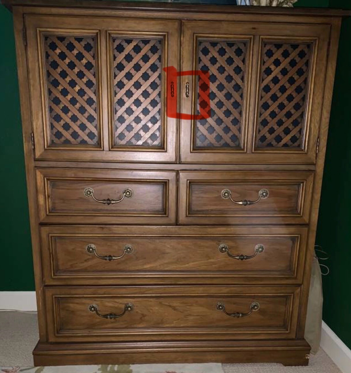 Drexel Esperanto Door Pull Brass Tall Dresser Cabinet Vintage Handle MCM Knob