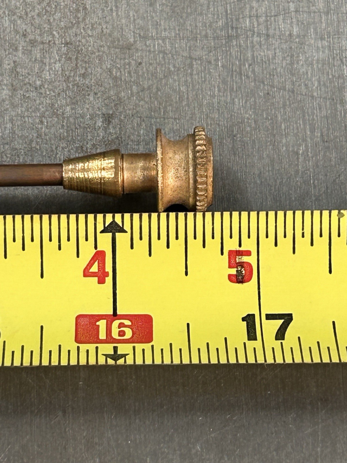 QTY 1 ANTIQUE CARD CATALOG SKEWER ROD WITH BRONZE KNOB AND BRONZE PLATED ROD