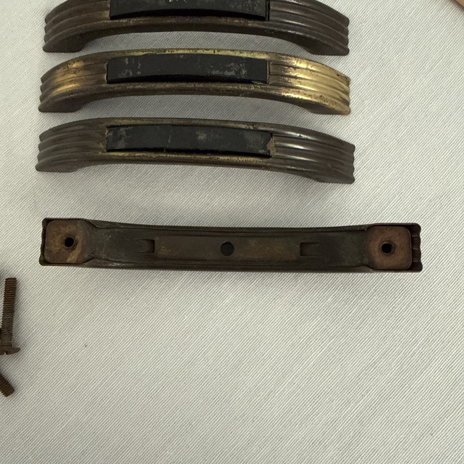 Set Of 4 Vintage Art Deco Mid Century Brass & Bakelite Drawer Handles Pulls 4″