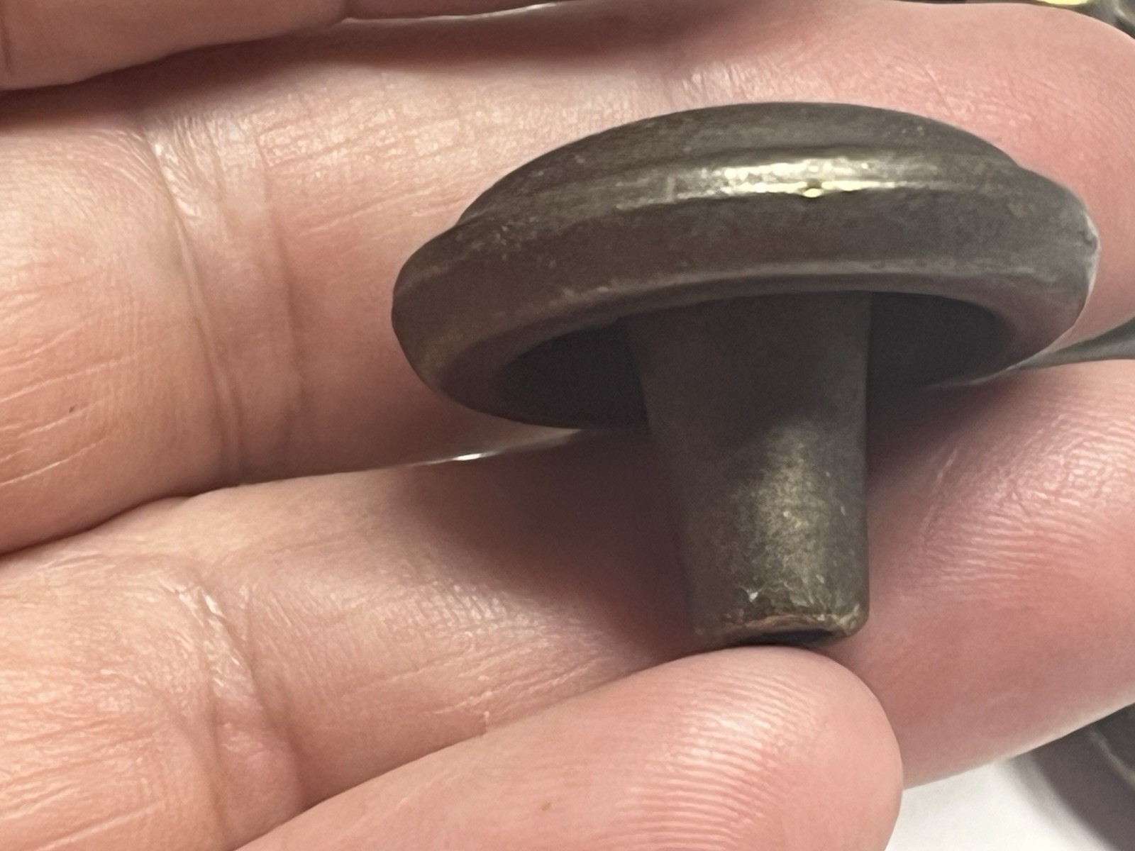 Vintage Lot (6) NOS KBC Heavy Round Dark Antique Bronze Drawer/Cabinet Knobs