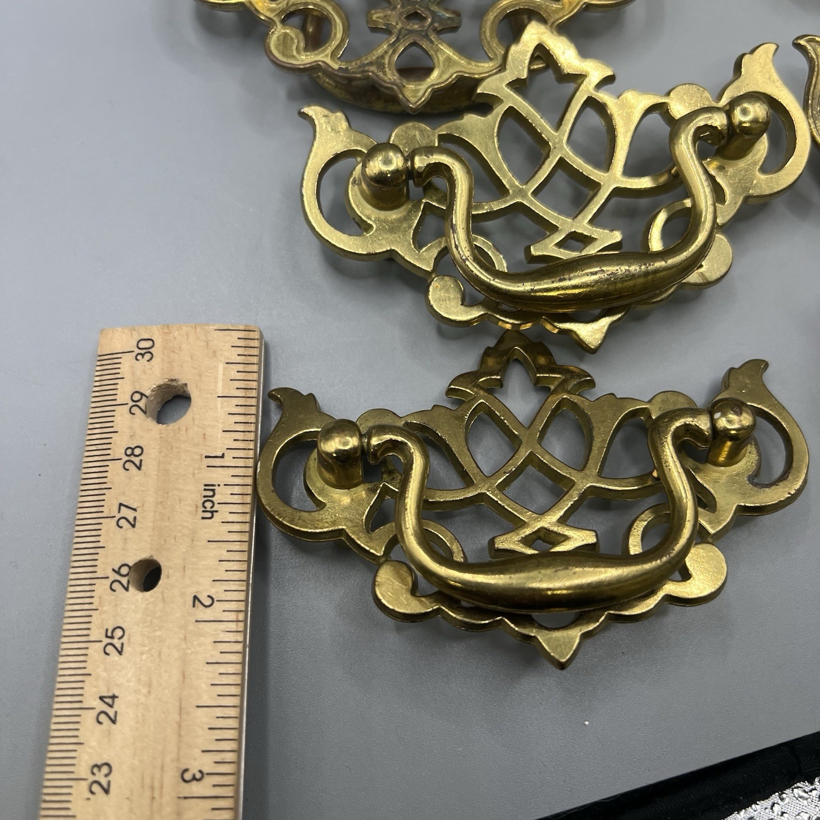 Vintage Lot (12) KBC Brass Plated Batwing Drop Bail Drawer/Cabinet Pulls