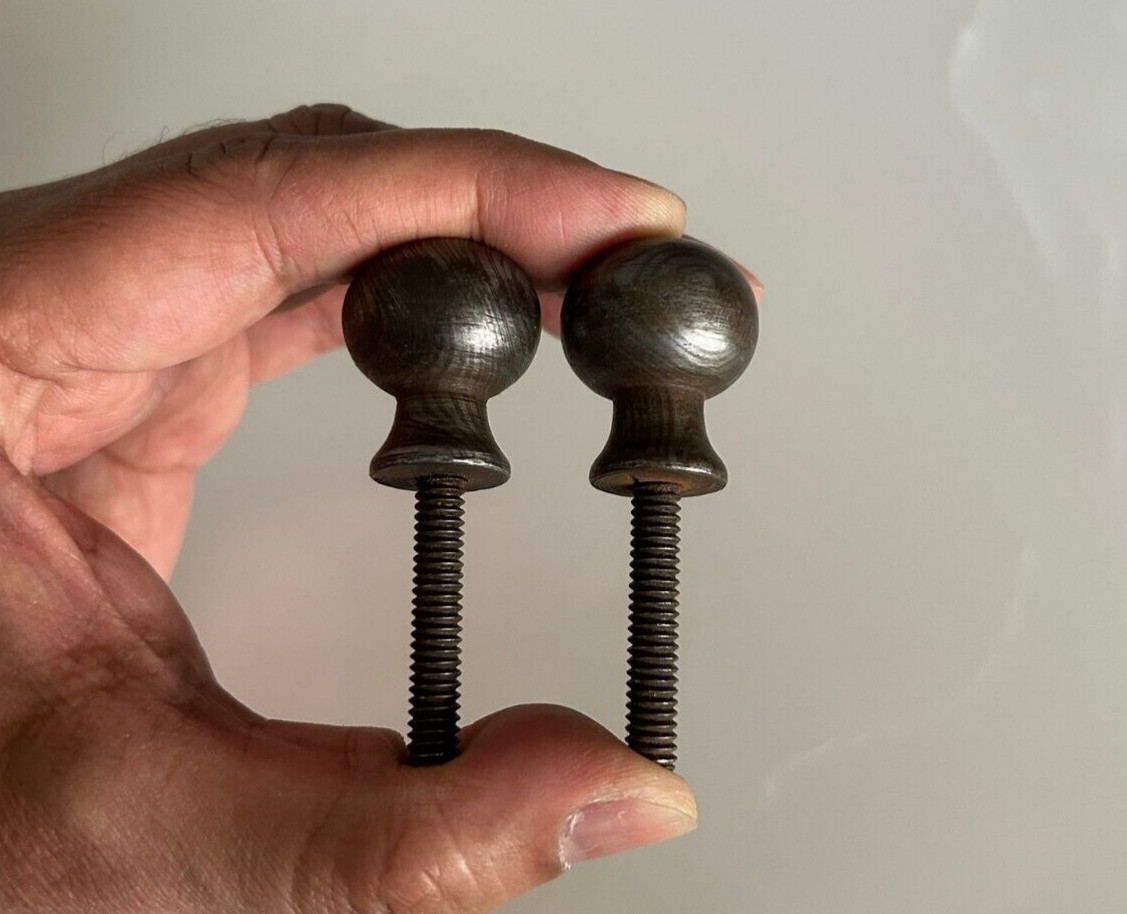 Vintage Damascus Steel Round Cabinet Drawer Ornate Knob Pull Handle 2pcs