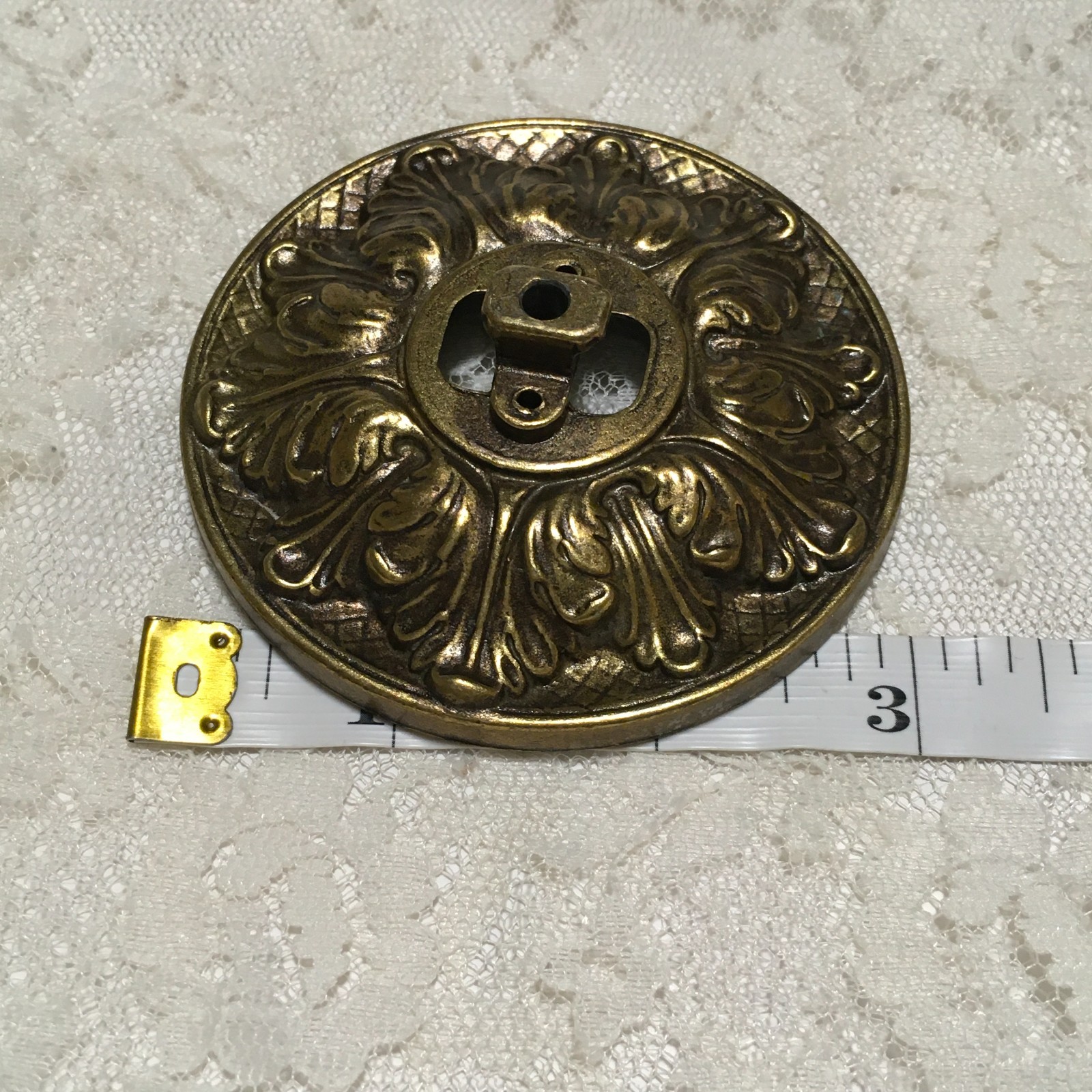 Vintage Brass Dresser Hardware Drawer Pull Plates Ornate 2 pcs