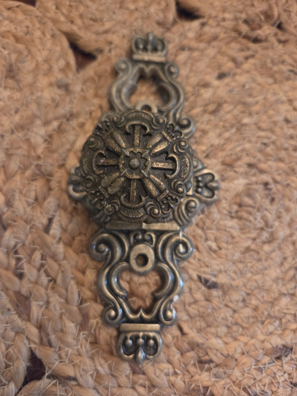 Vintage Hyer Brass Cabinet Door Plate & Knob Hollywood Regency