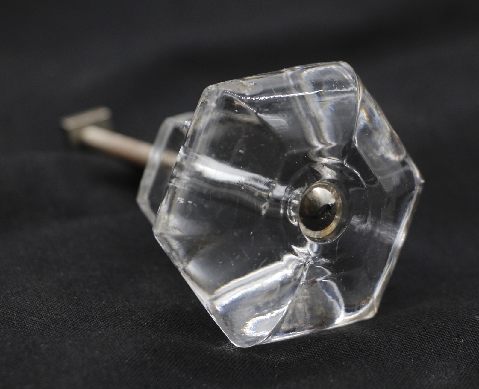 1.75 in. Vintage Hexagon Glass Drawer Cabinet Knob