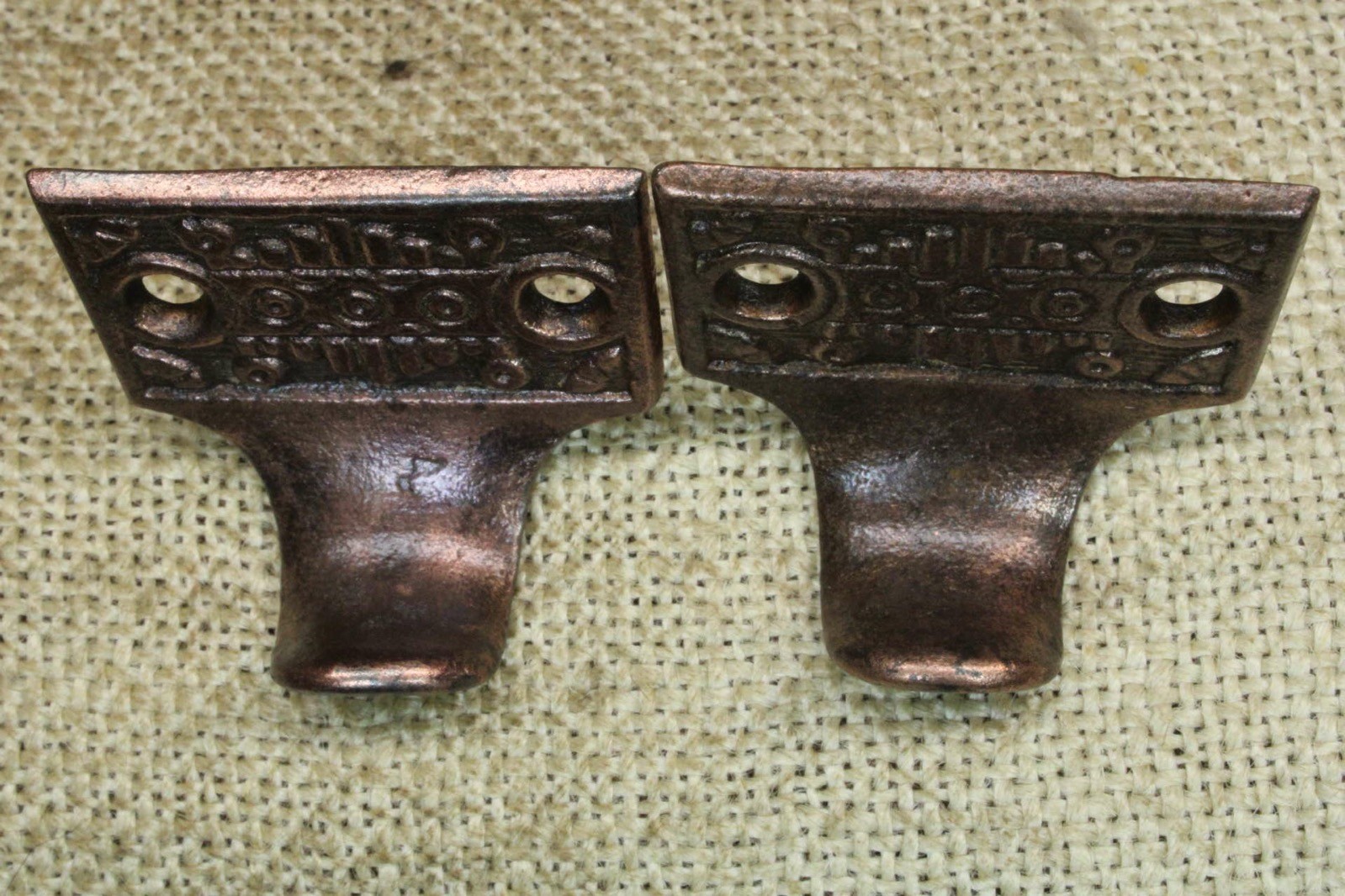 2 Old Window Sash Lifts Pulls Cast Iron Copper Bronze Finish Victorian Windsor