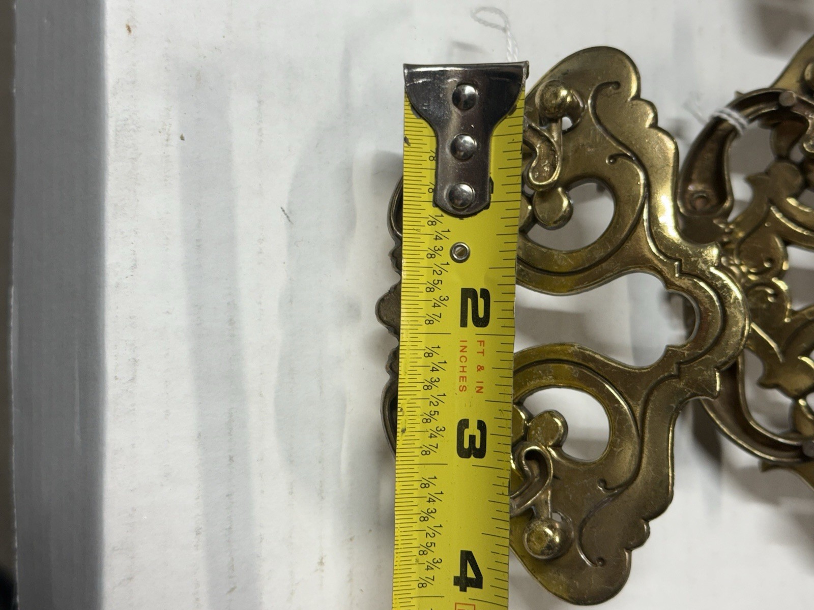 6 Lot Vintage Drawer Pull Brass 1984 Colonial Chippendale Hardware 4 3/4 X 2 3/4