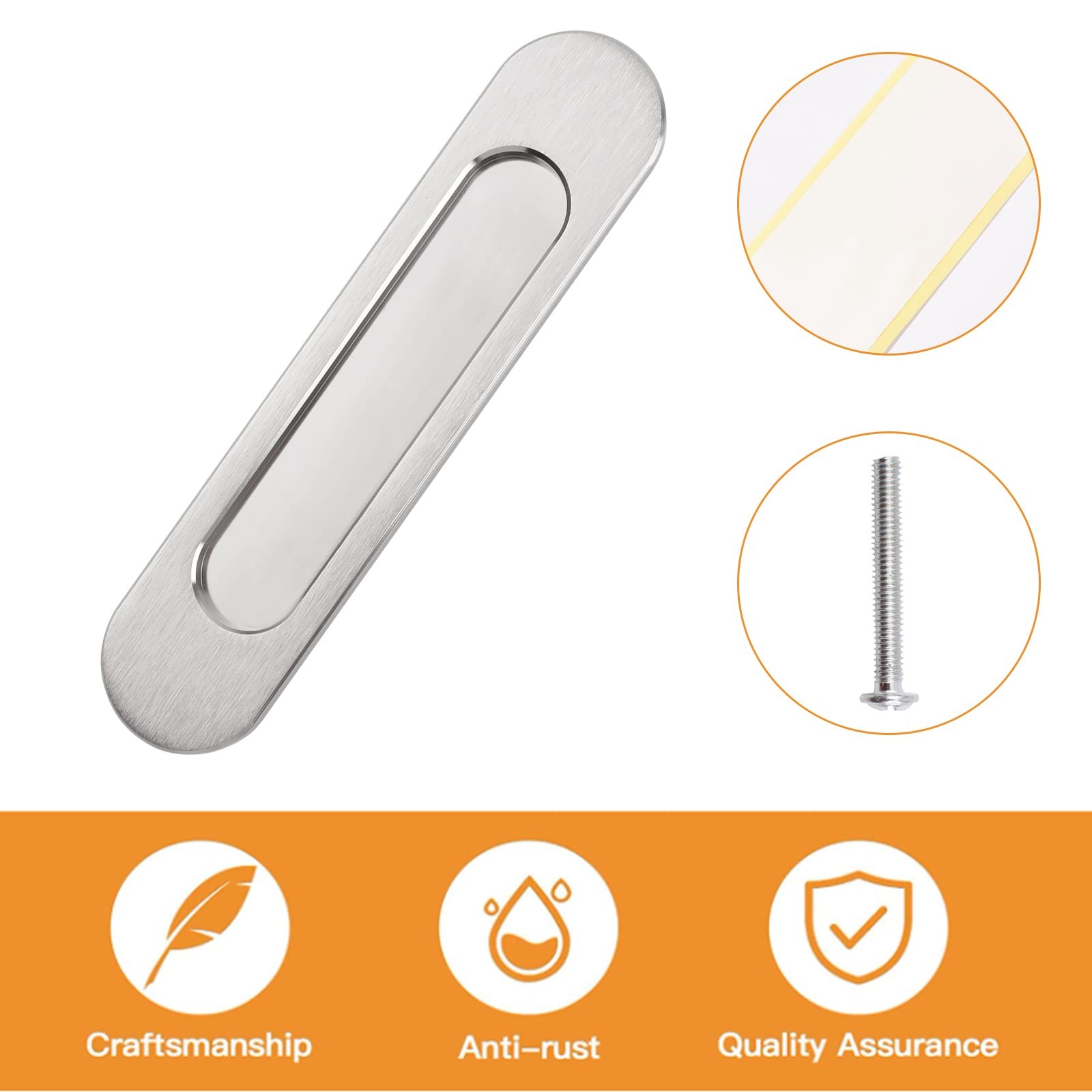 Morobor Self-Stick Oval Sliding Door Pulls 4Pcs Brushed Steel Aluminum Alloy