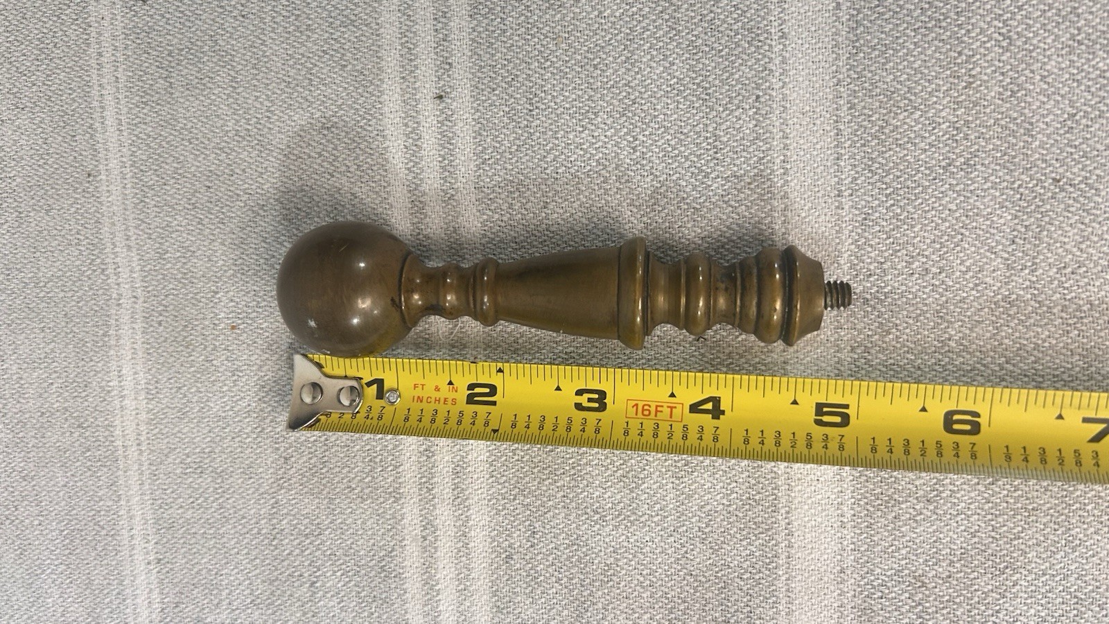 Vintage Brass Pull Turned Ball Knob 1950s Shovel Handle Finial Style Threaded