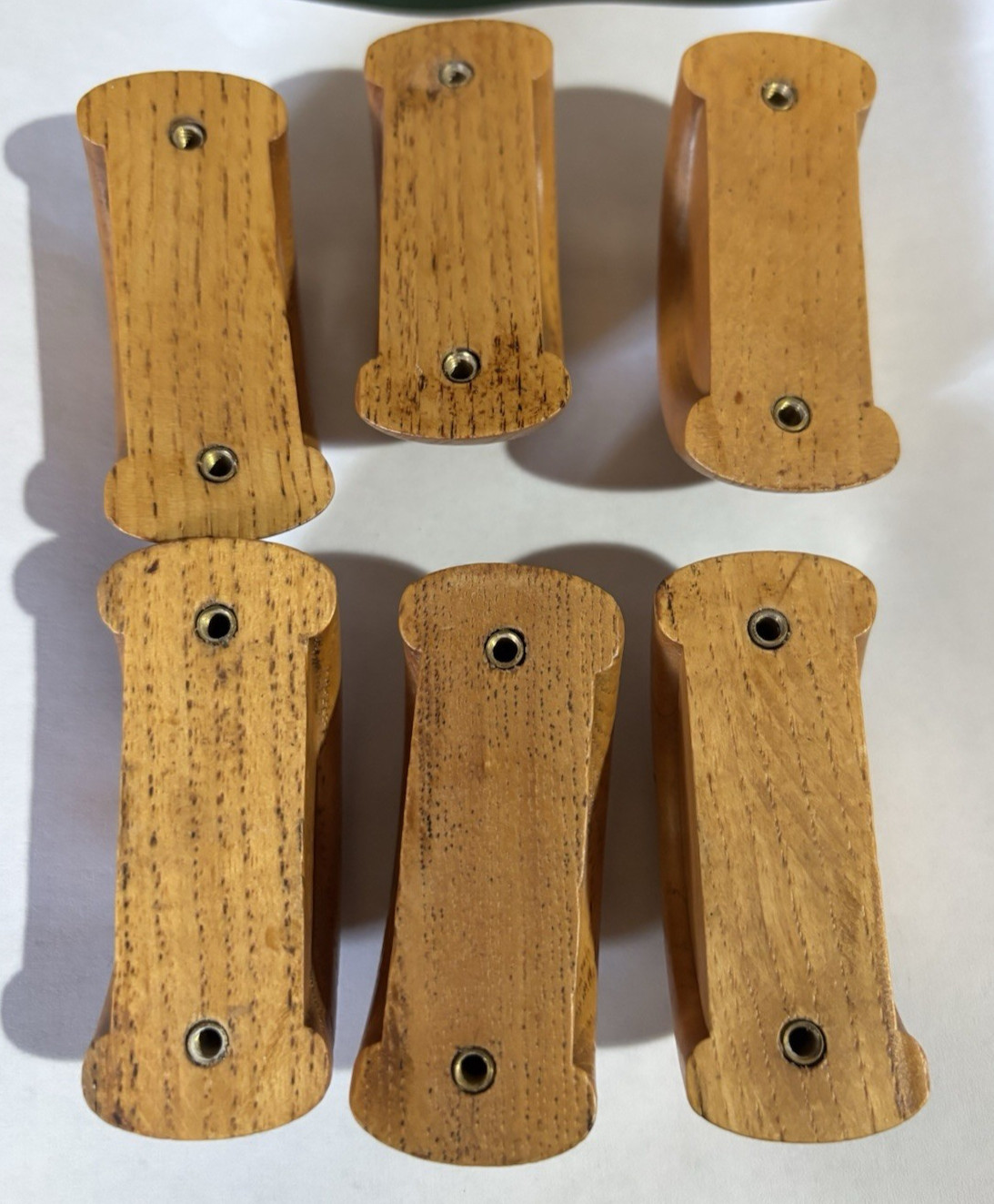 LOT OF 6 HALF CIRCLE WOOD DRAWER PULLS WITH SCREWS & MOUNTING INSTRUCTIONS