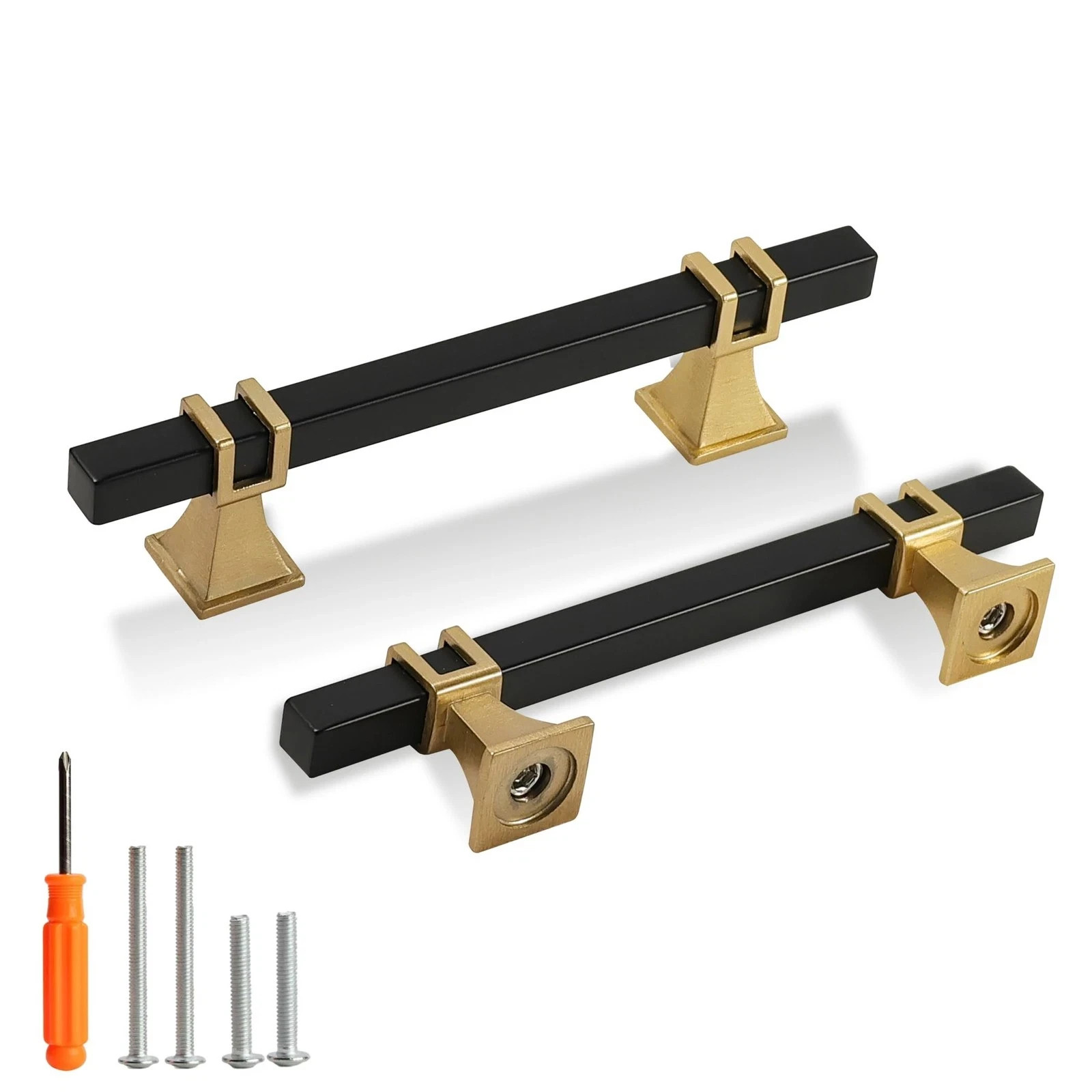 Cabinet Pulls Matte Black and Gold Cabinet Handles, 10 Pack 3-3/4 Inch Kitche…