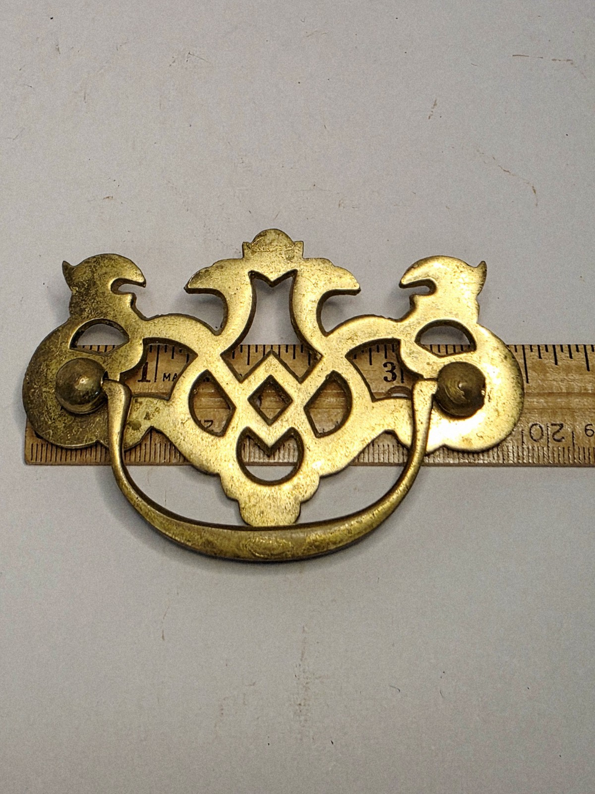 Lot Of 9 Brass Drop Bail Drawer Pull Handles Salvage 4×2.5″